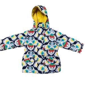 Hanna Andersson Girl’s Jacket Size 90 (3T) Snap Hood Floral Quilted Pockets